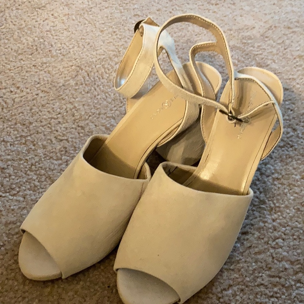 Off white suede heels